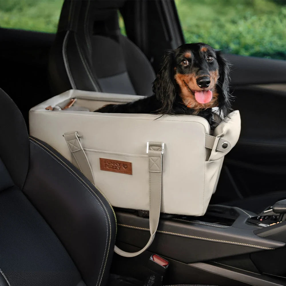 Deluxe Faux Leather Safety Center Console Pet Car Seat and Cat & Dog Carrier - Urban Voyager