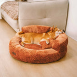 Luxe Diamond Velvet Removable Orthopedic Donut Dog Bed With Pillow - DreamNest