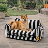 Trendy Striped Faux Lambswool Double Layer Dog & Cat Sofa Bed
