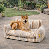 Trendy Striped Faux Lambswool Double Layer Dog & Cat Sofa Bed