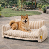 Trendy Striped Faux Lambswool Double Layer Dog & Cat Sofa Bed