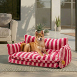 Trendy Striped Faux Lambswool Double Layer Dog & Cat Sofa Bed