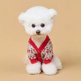 Fair Isle Heart Patterned Cardigan Dog Sweater For Small Dogs