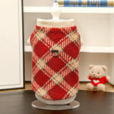 Plaid Comfortable Warm Plush Dog Sweater Suitable For All Breeds of Dogs