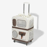 Travel Carrier Double-Layer Foldable Cat Bag with Detachable Trolley